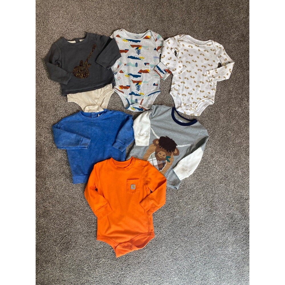 Toddler Boys Fall Long Sleeve Top Bundle – Size 18–24M